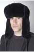 Black rex rabbit fur hat, Russian style